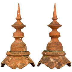 Pair of French Terracotta Roof Spires