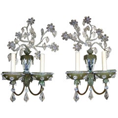 Set of Four Tole Sconces with Crystals