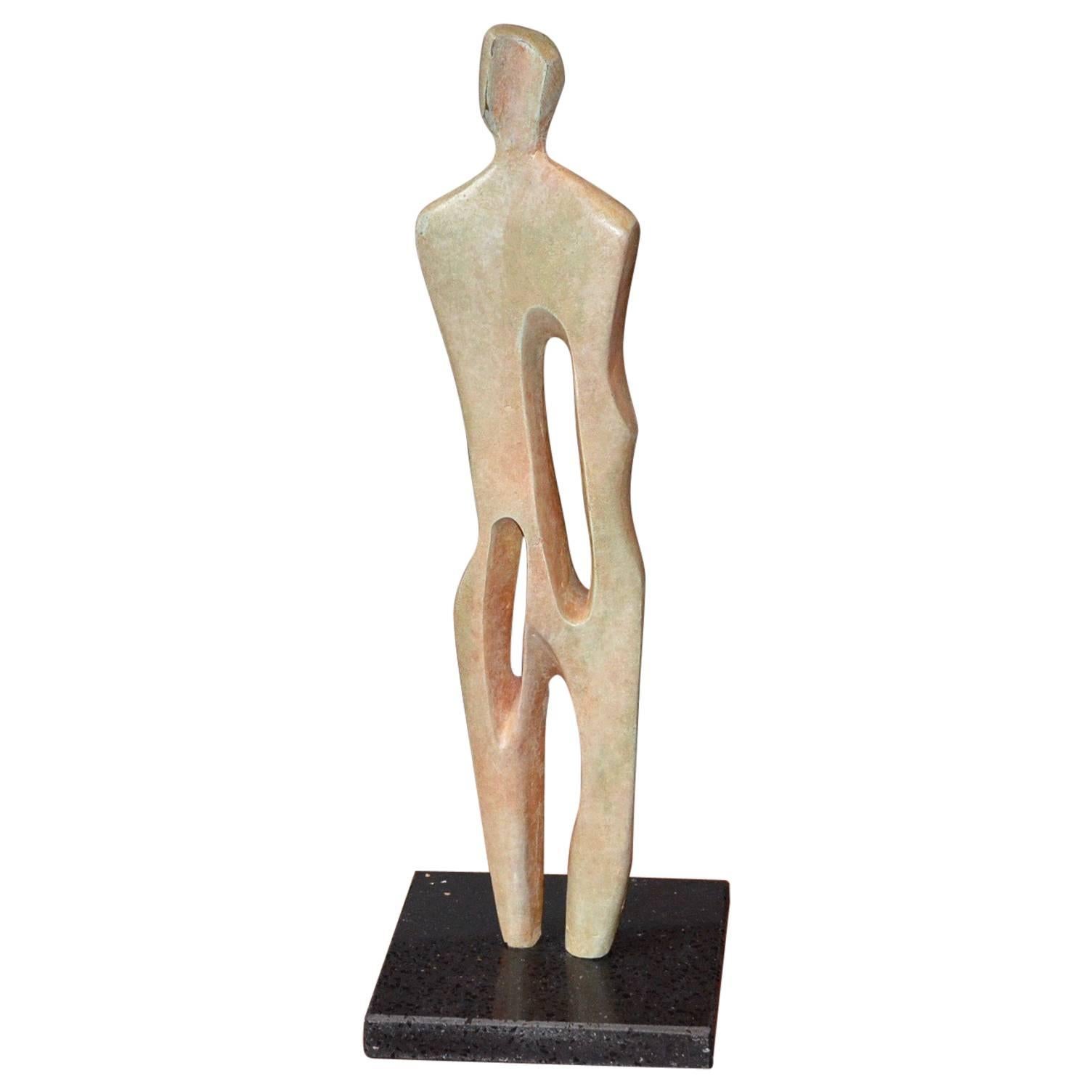 Paolo Ambrosio Man Sculpture in Bronze, Unique and Signed, Italy, 1970s For Sale