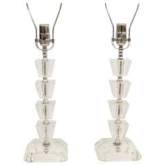 Vintage Pair of Crystal Boudoir Lamps