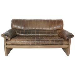 De Sede DS-85 Mid-Century Two-Seat Sofa in Soft Thick Brown Neck Leather