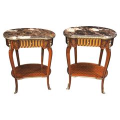 Used Pair of French Empire Style Kidney Bean Side Tables Cocktail Table