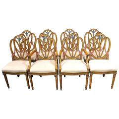 Set Eight Satinwood Hepplewhite Dining Chairs Painted Furniture