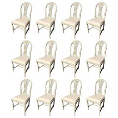 Set of 12 Beautifully Painted Swedish Chairs