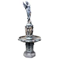 Bronze Italian Renaissance Fountain Maiden Cherubs Tiered Architectural Water
