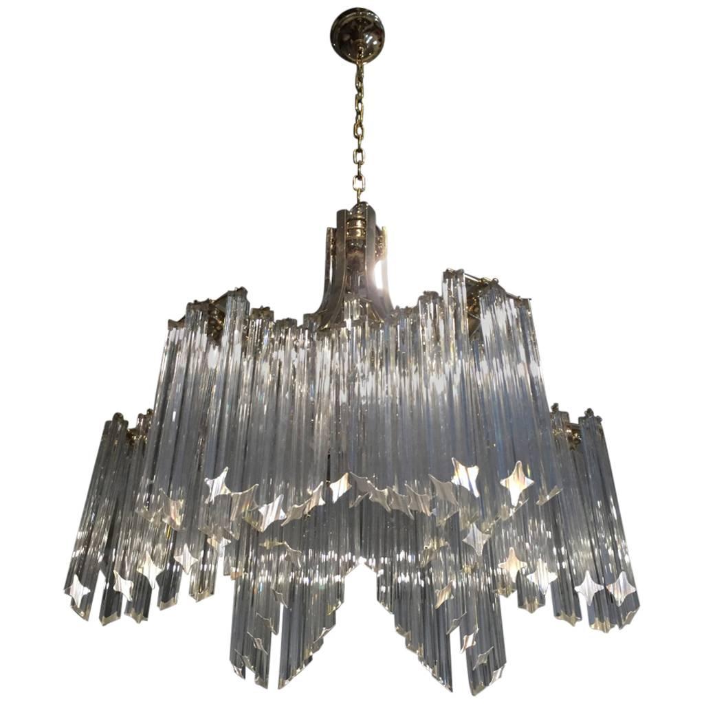 Gorgeous Mid-Century Italian Glass Six-Arm Chandelier by Camer