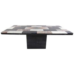 Vintage Italian Marble Top Pedestal Table