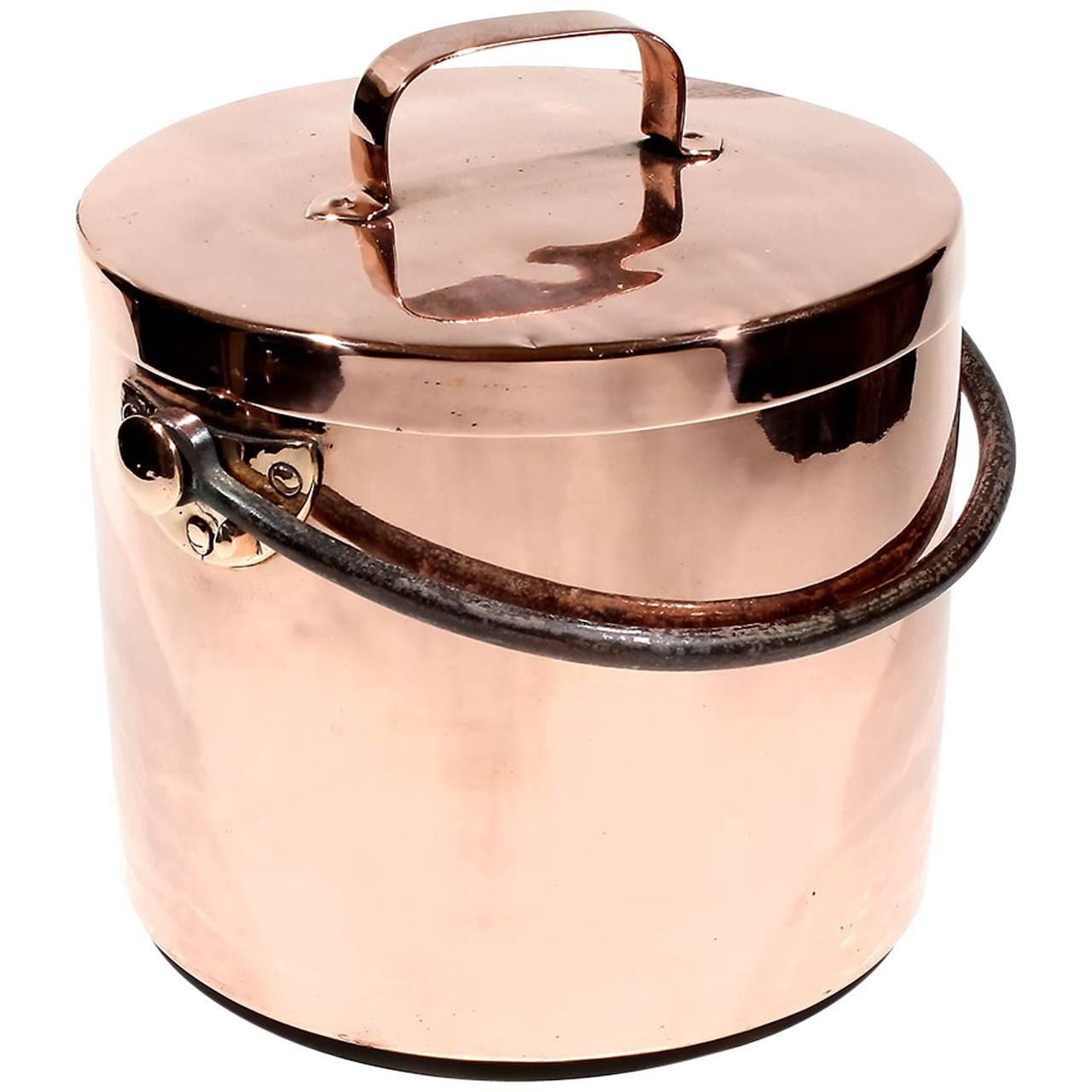 English Large Copper Kitchen Cooking Stock Pot, 19th Century For Sale