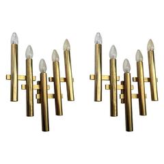 Large Pair of Italian Sciolari Brass Wall Lights 4