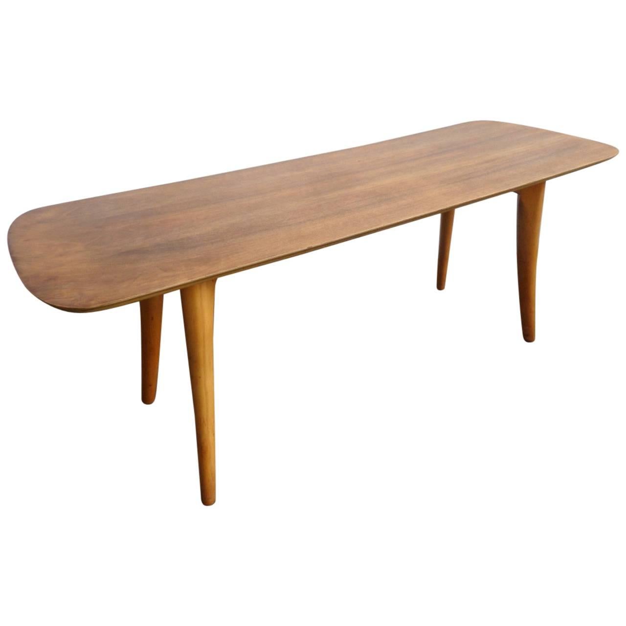 Mid-Century 1960s British Coffee Table in Walnut with Light Teak Legs For Sale