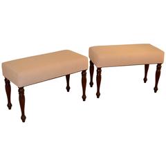 19th Century Pair of Mahogany Upholstered Benches