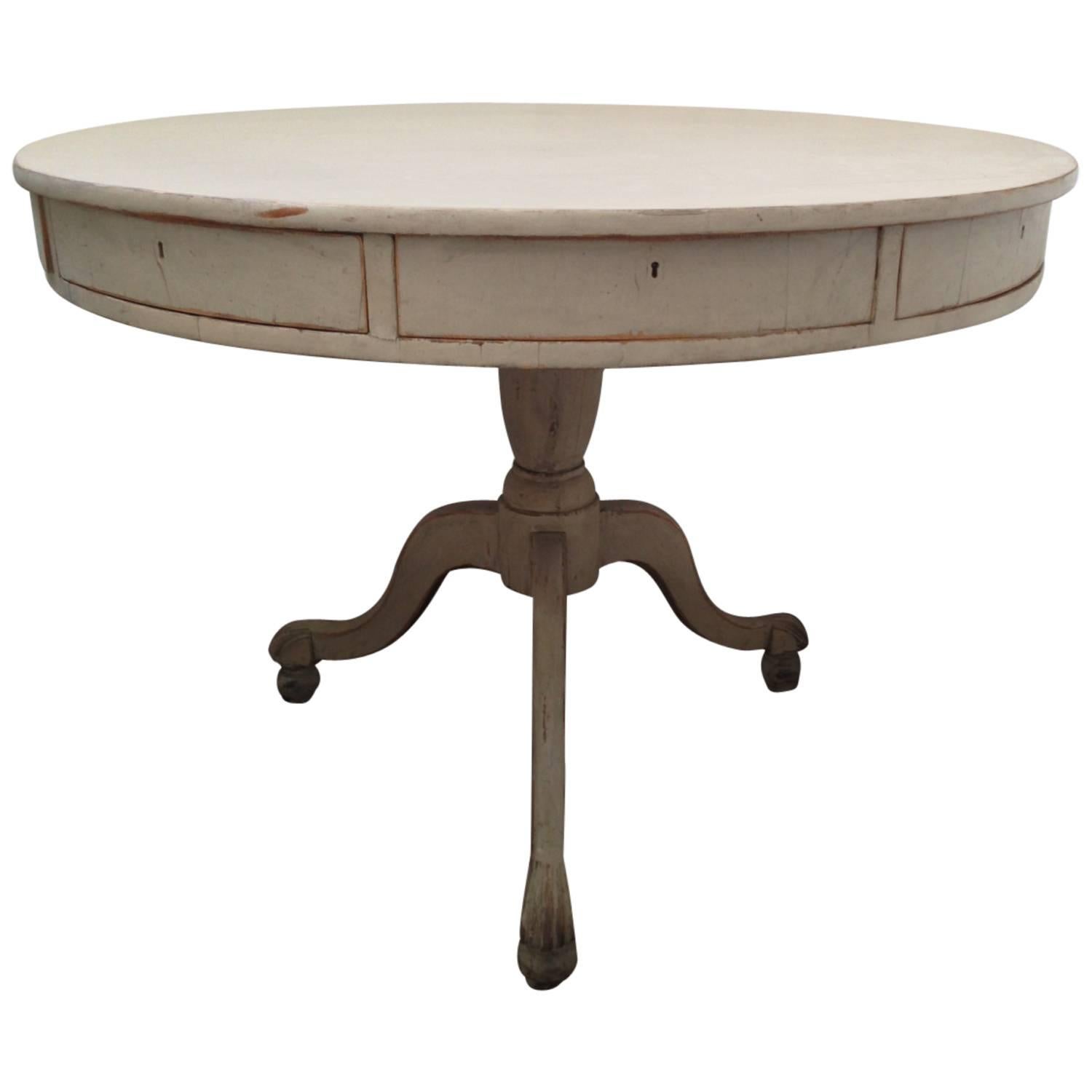 Swedish Painted Drum Table