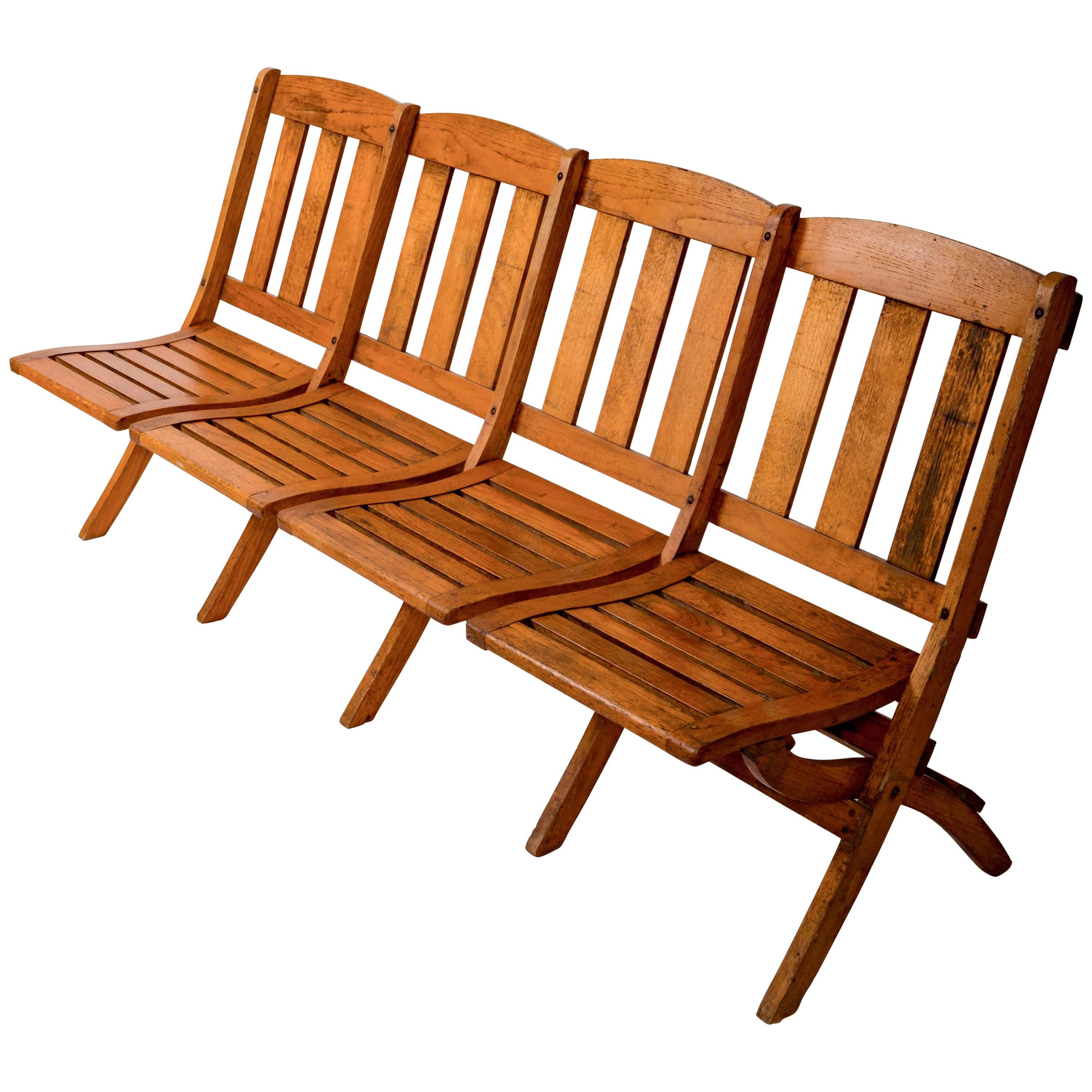 1920s Four-Seat Folding Railroad Bench, Capetown South Africa, circa 1920s For Sale