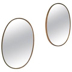 Mid-Century Italian Pair of Gilt Brass Mirrors 7