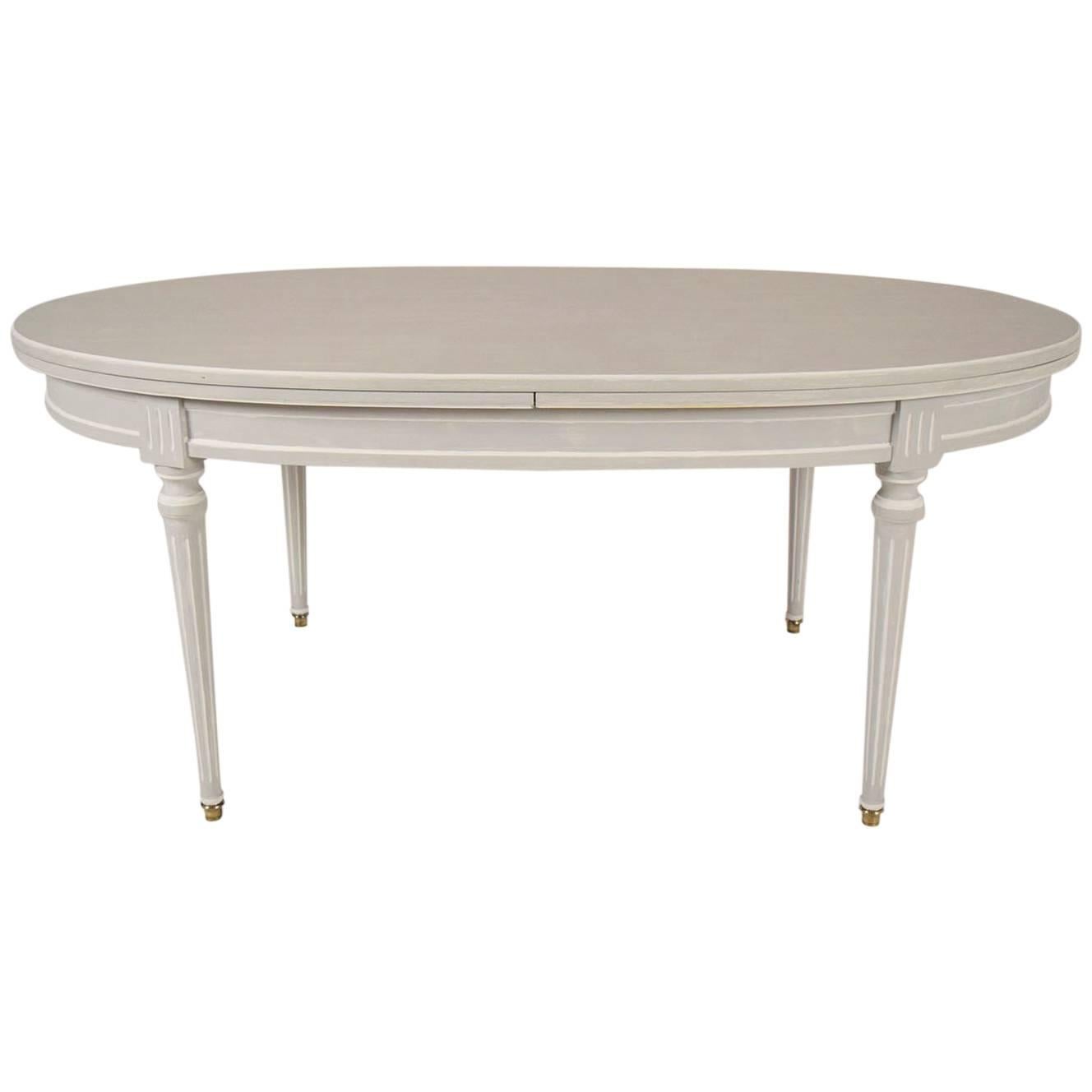 French Louis XVI Style Oval Painted Dining Table