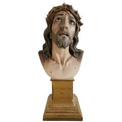 Antique Religious Plaster Bust