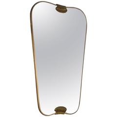 Retro Midcentury Brass Frame Mirror