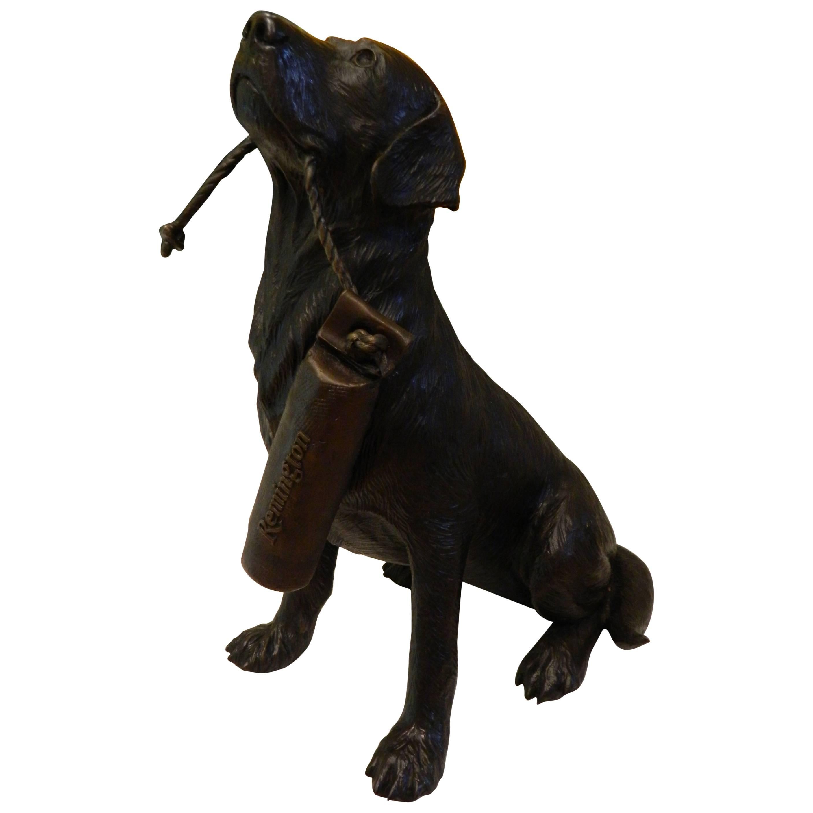Bronze Dog Holding a Buoy Inscribed Remington, 20th Century