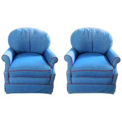 Pair of Upholstered Club Chairs, 20th Century