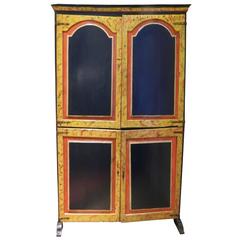 Continental Painted Cabinet with Upper and Lower Doors, 19th Century