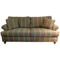 Upholstered Stripe Fabric Loveseat or Sofa, 20th Century