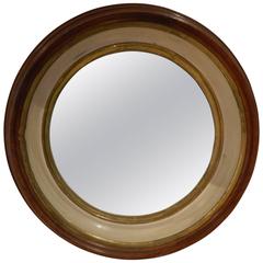 Antique Nautical Style Wood Round Mirror, Late 19th-Early 20th Century