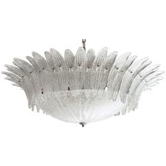 Italian Murano Clear Palmette Glass Chandelier or Flush Mount by Venini 8