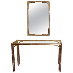 Bagues Style Bamboo Mirror and Console Table