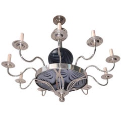 Silver Plated Chandelier Art Glass Elements
