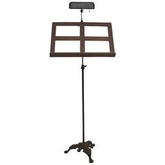 Antique Oak and Iron Music Stand