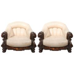 Outstanding Pair of Belle Époque Marquetry and Leather "Gentlemen's" Chairs 8