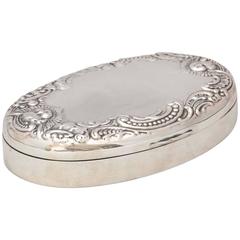 Victorian Sterling Silver Trinkets or Jewelry Box with Hinged Lid