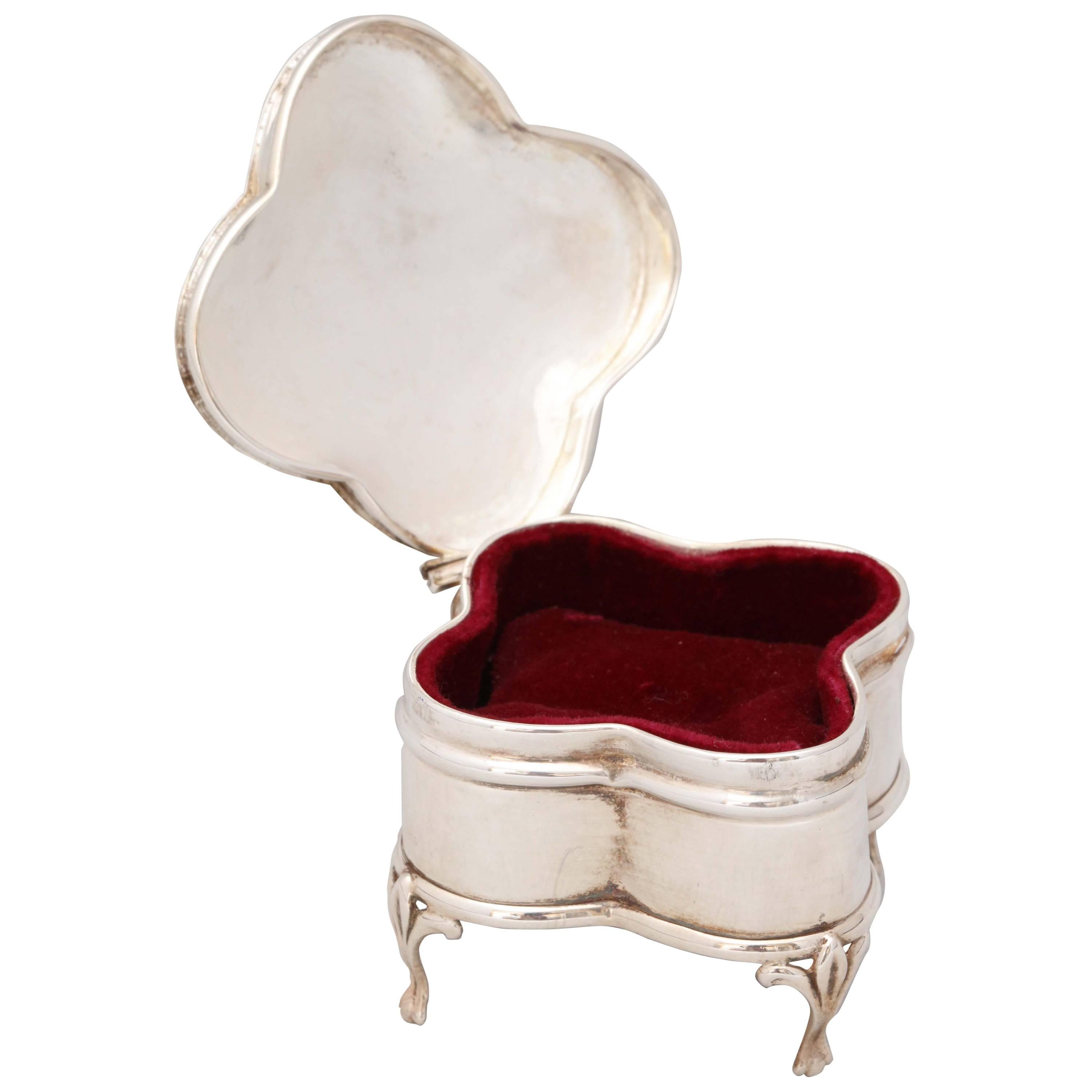 Edwardian Sterling Silver Footed Jewelry/"Trinkets" Box with Hinged Lid