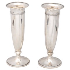 Pair of Edwardian Sterling Silver Vases