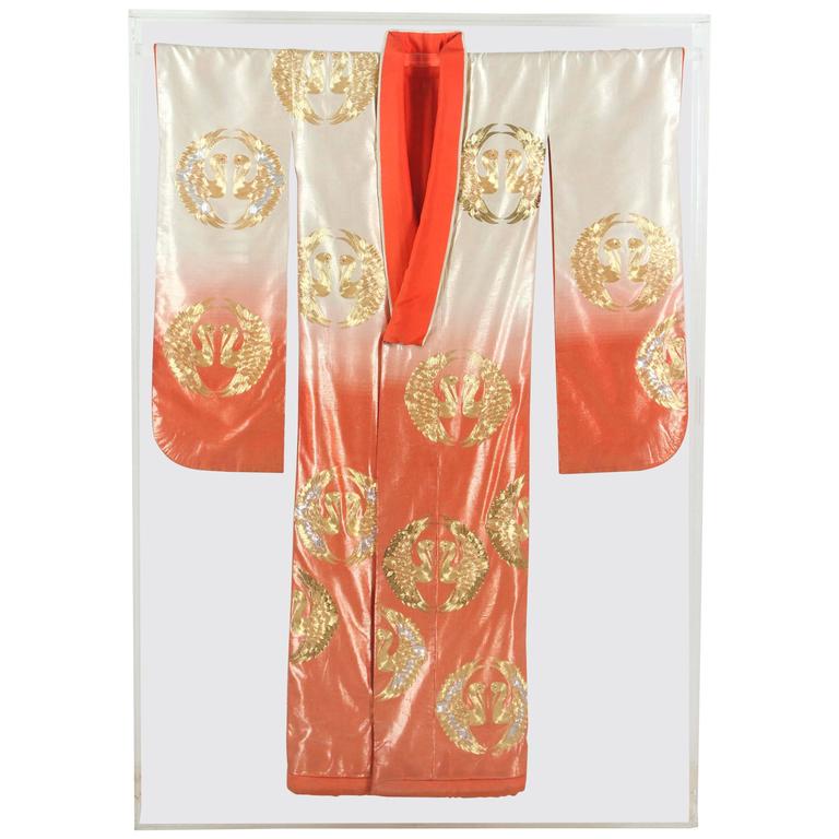 Japanese Ceremonial Kimono Framed in a Lucite Box For Sale at 1stdibs