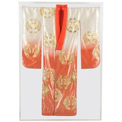 Antique Japanese Ceremonial Kimono Framed in a Lucite Box