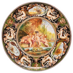 Large 19th Century Majolica Putti Charger