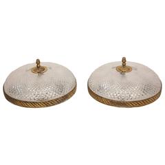 Pair of French Ceiling Mount Light Fixtures