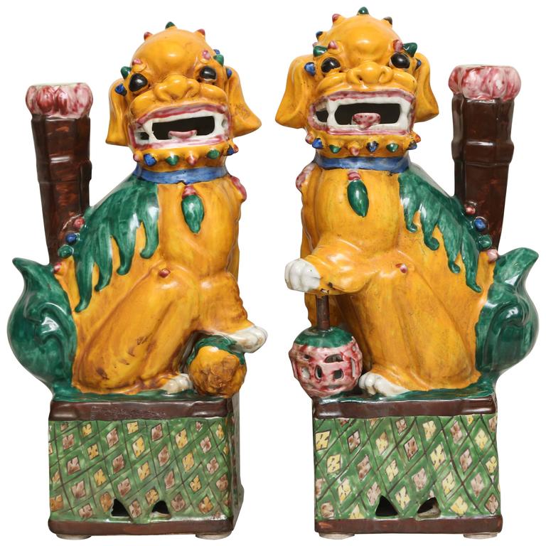 Large Aqua Foo Dogs, Late 1800s, China For Sale at 1stdibs