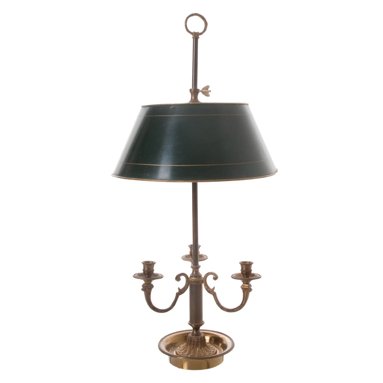 French 19th Century Bouillotte Lamp & Tole Shade