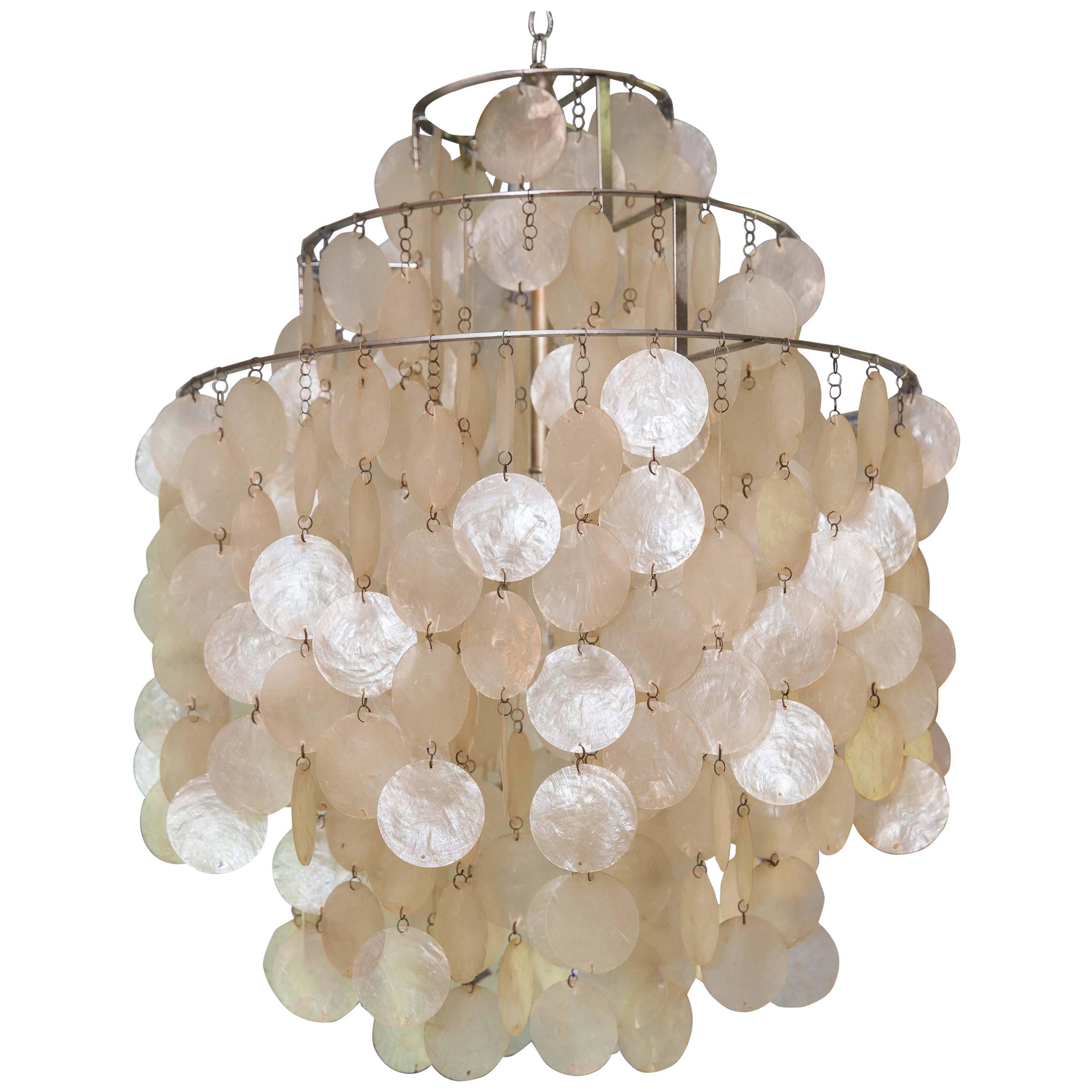 Panton Disk Capiz Shell Chandelier