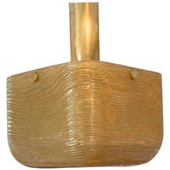 Vintage Gold Resin Square Form Ceiling Fixture with Brass Hardware