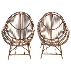 Pareja de sillones de ratán