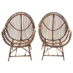 Vintage Pair of Rattan Armchairs