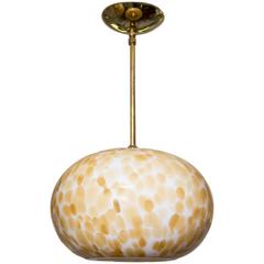 Murano Gold and White Opaque Globe Pendant with Brass Detail