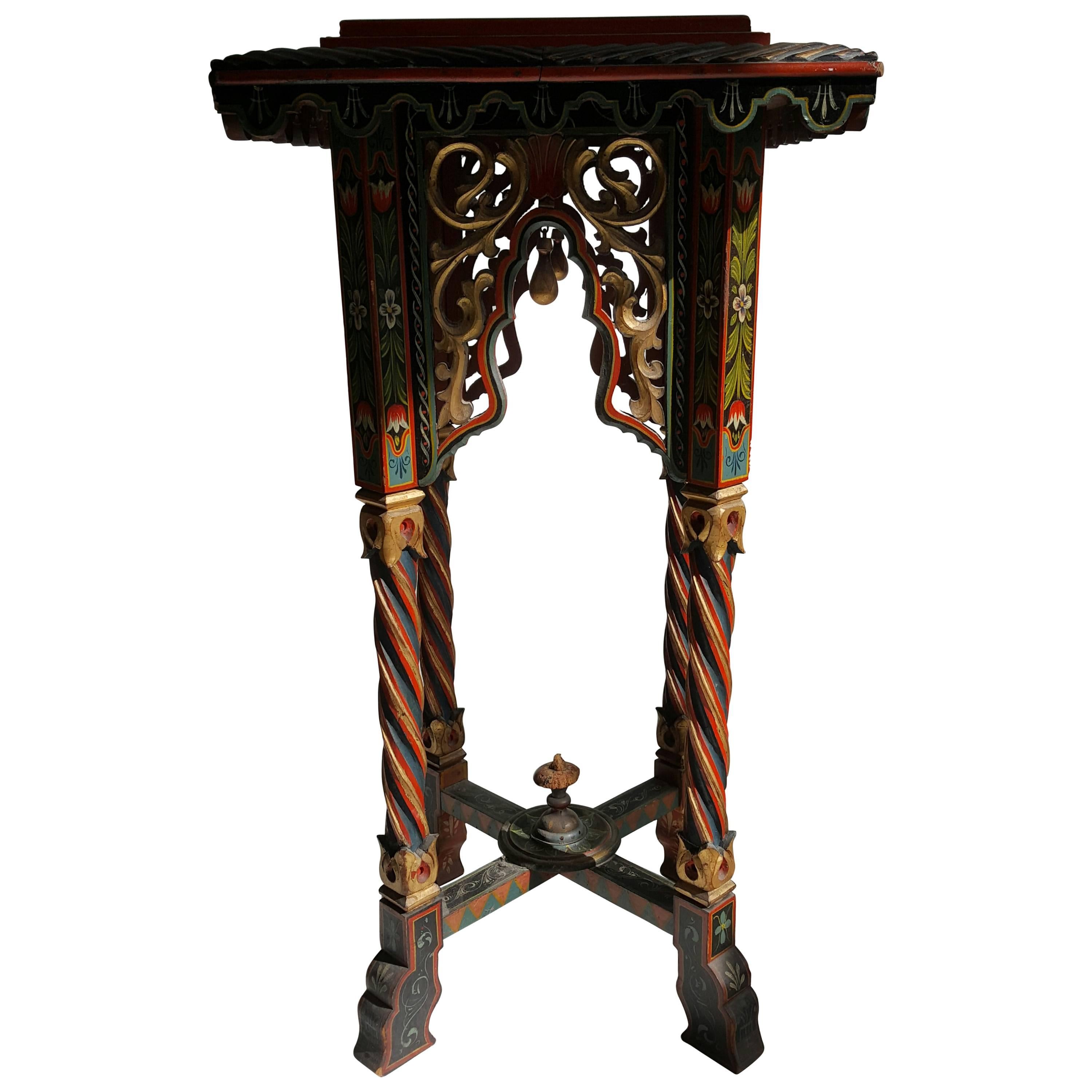 Unusual Painted Table or Stand, Italian, Morrish Manner of Bugatti