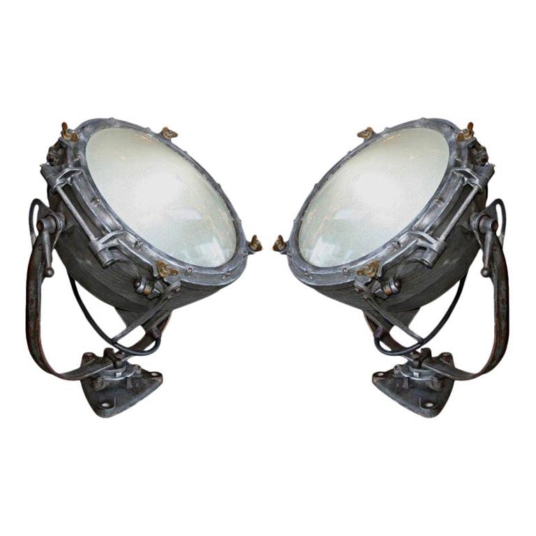 Pair of 1920s Westinghouse Industrial Iron Flood Lights