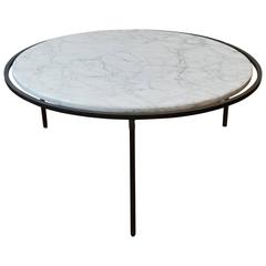 1950s Iron and Marble Floating Top Round Table by Reilly-Wolff