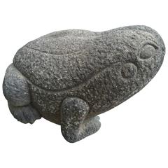 Antique Giant Japanese Stone Toad Frog 80 Years Old from Shiga Garden