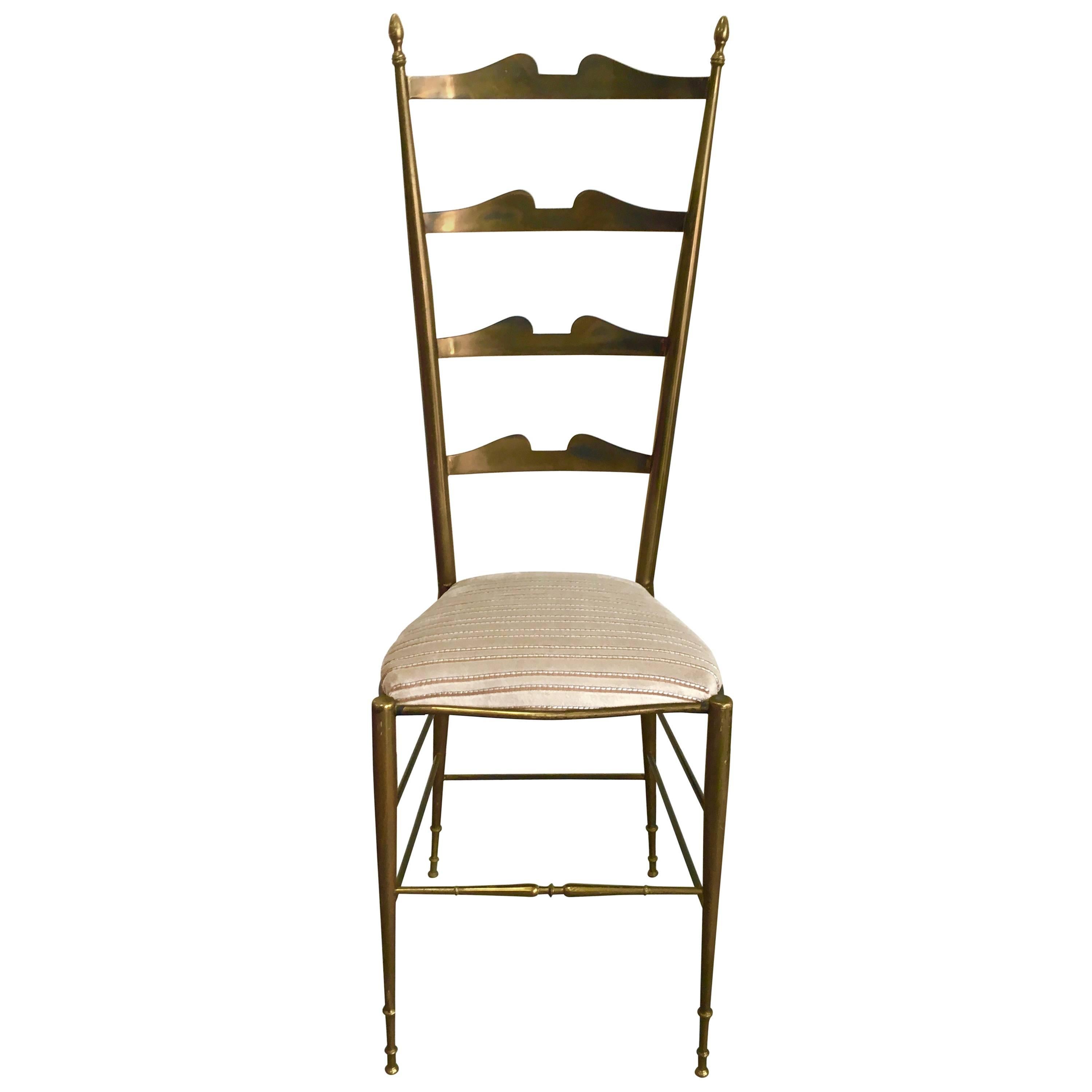 Gio Ponti Italian Brass Ladder Back Chiavari Chair For Sale